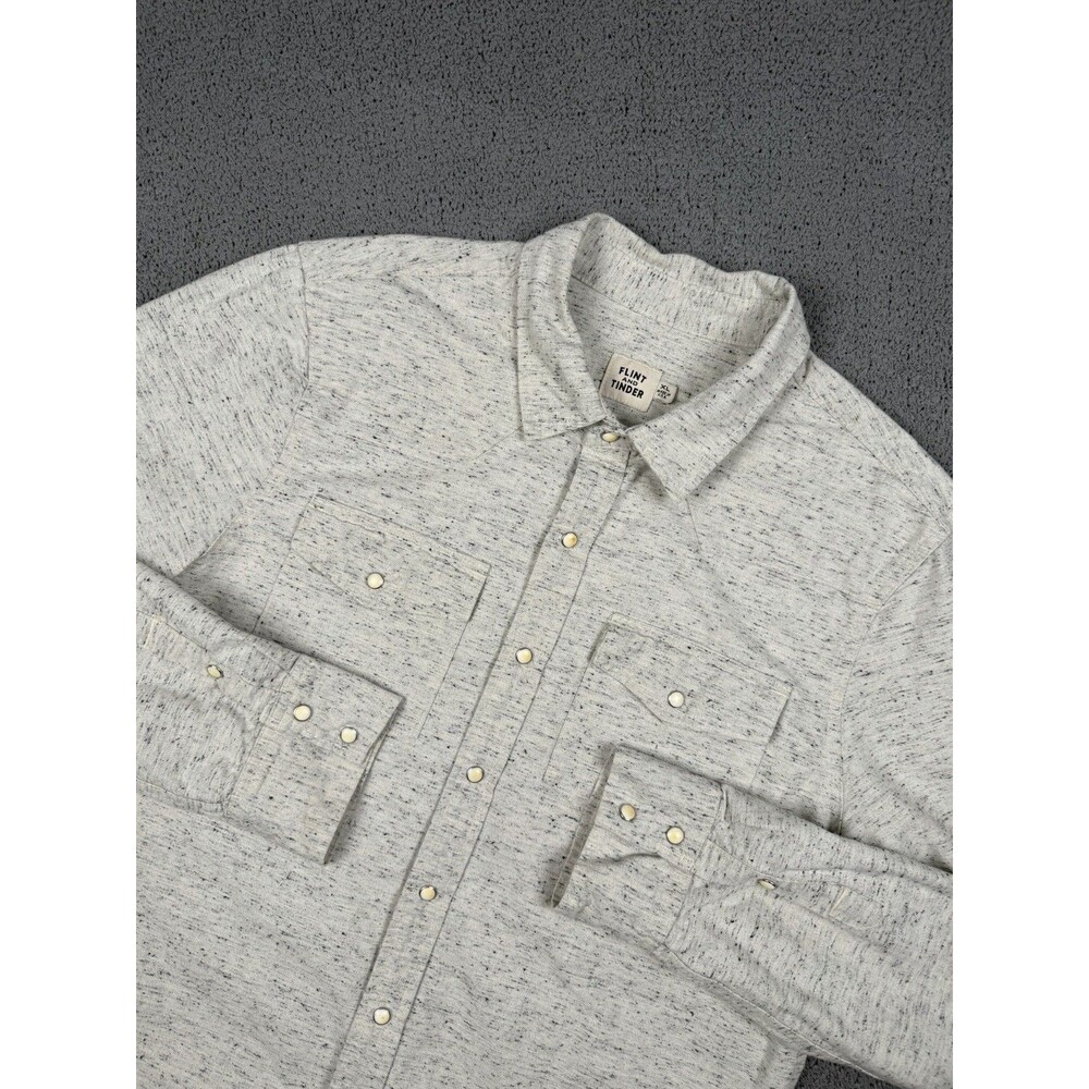 Flint And Tinder Shirt Mens XL Speckled Western Bone Snap Long Sleeve Huckberry